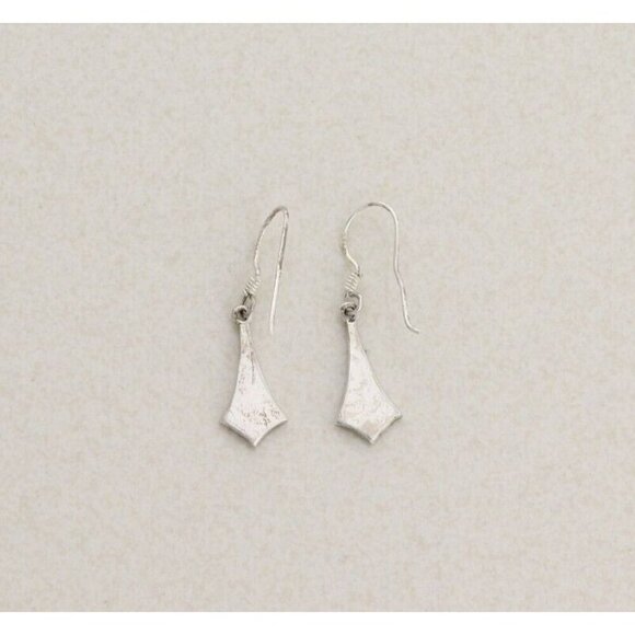 Sterling Silver Inlay Turquoise Earrings Dangle Drop 1 1/4" x 1/4" - Picture 7 of 8